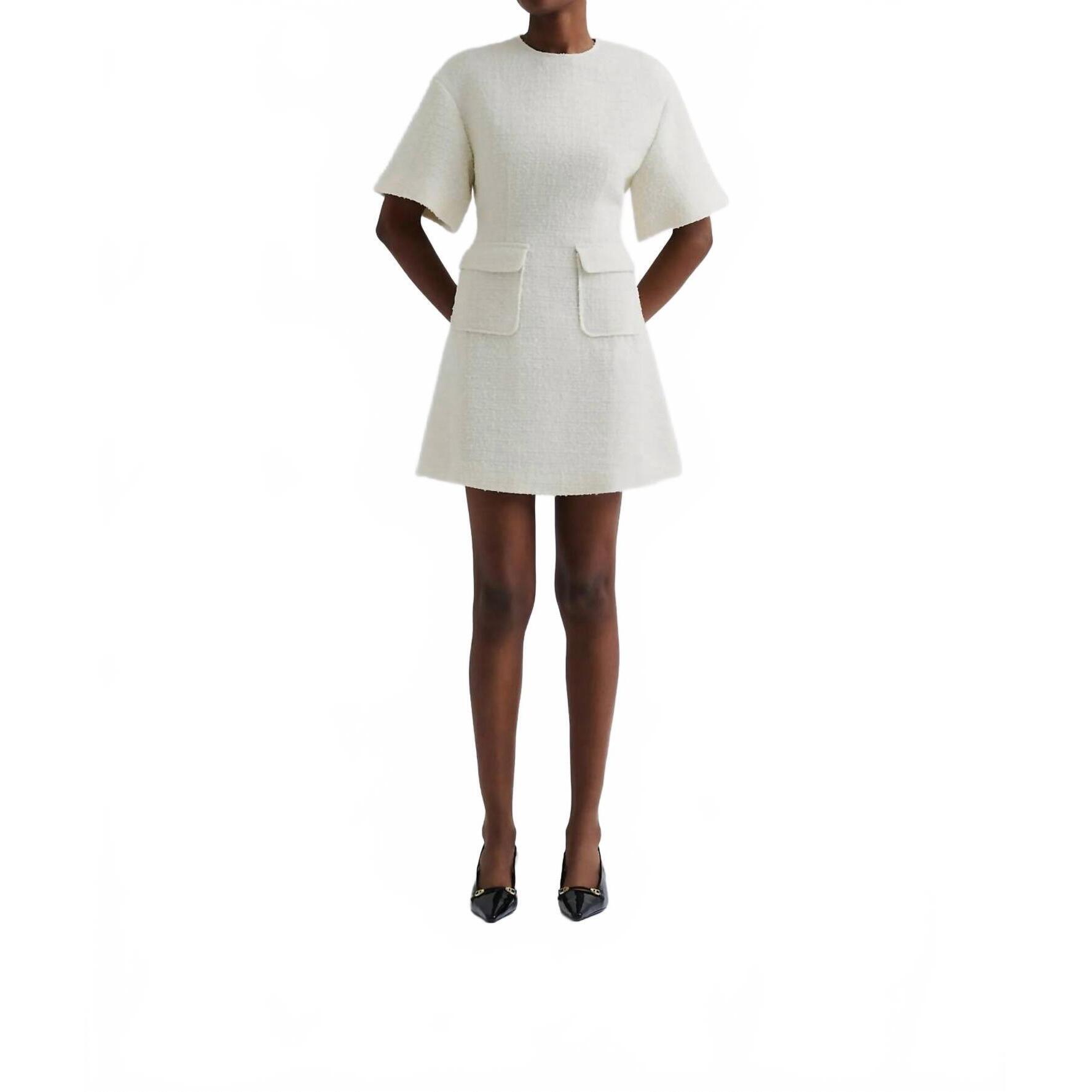New Malina Rayna Boucle Mini Dress In Vanilla